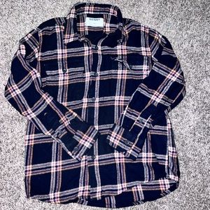 Old Navy Boys Plaid Navy/Orange/Light Purple Flannel Shirt Size M(8)